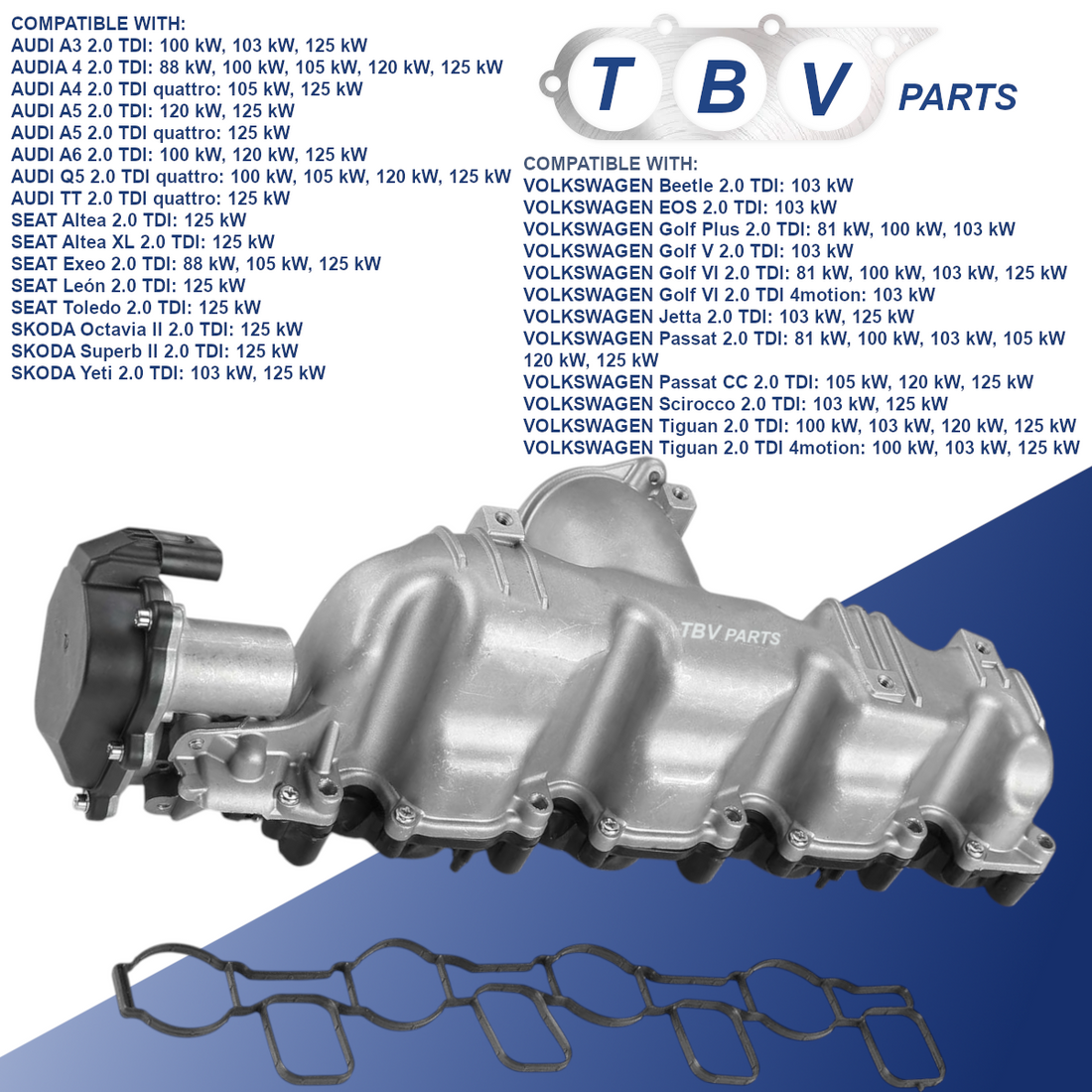 COLECTOR DE ADMISION CON ACTUADOR AUDI SKODA SEAT VW 2.0TDI 03L129711E 3L129711E 03L129086