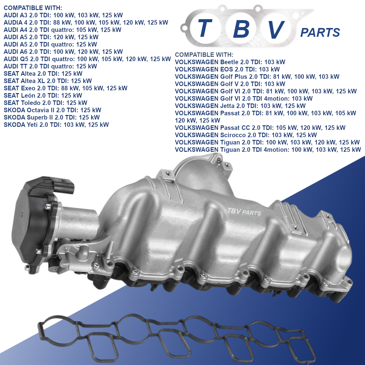 COLECTOR DE ADMISION CON ACTUADOR AUDI SKODA SEAT VW 2.0TDI 03L129711E 3L129711E 03L129086