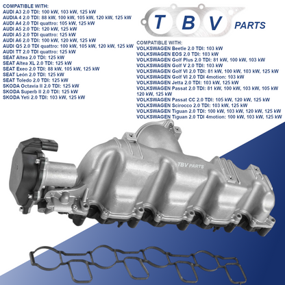 COLECTOR DE ADMISION CON ACTUADOR AUDI SKODA SEAT VW 2.0TDI 03L129711E 3L129711E 03L129086