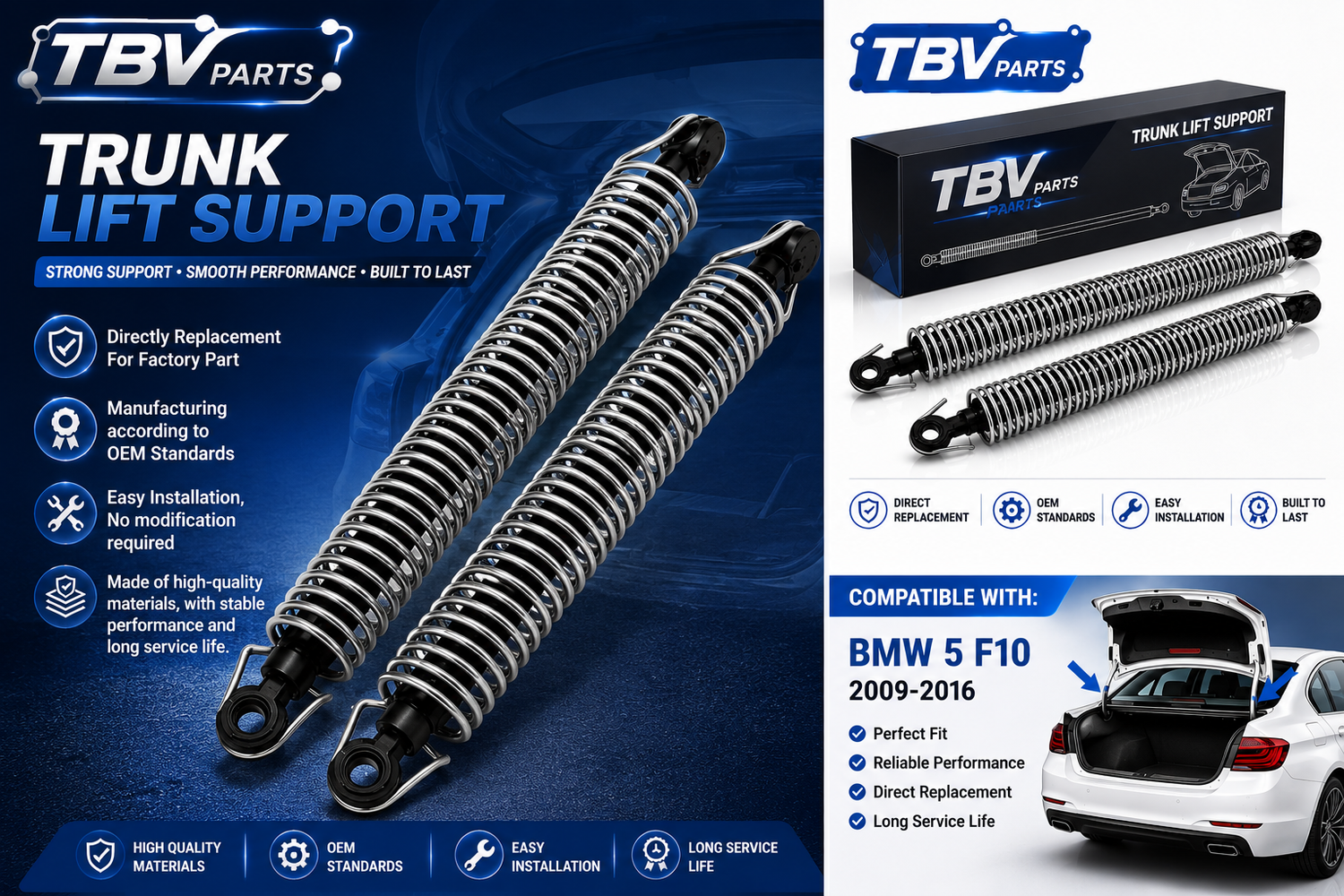 2X AMORTIGUADORES DE PRESIÓN DE GAS BMW Serie 5 F10 2009-2017 7204367, 51247204367, 51247204366